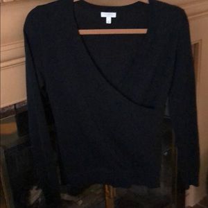 Black wrap sweater.